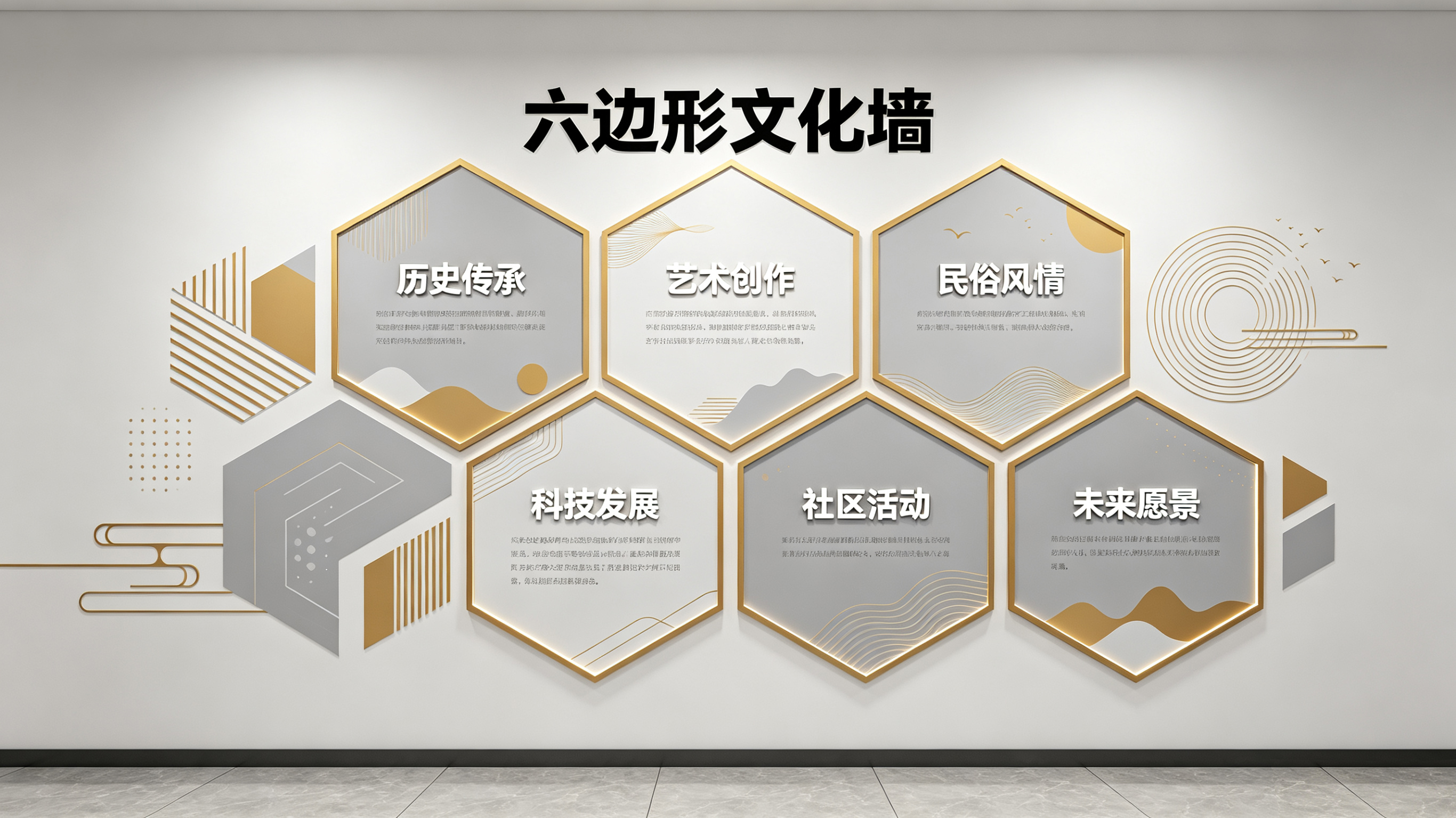 王屋企业文化墙 | 六边形信息美学